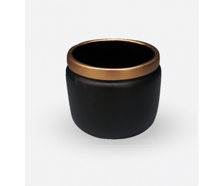 Ceramic Clay Round Black with Gold 10x12