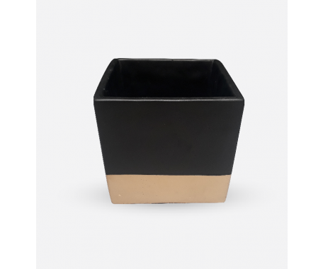 Ceramic Clay Square Black with Gold 12x12